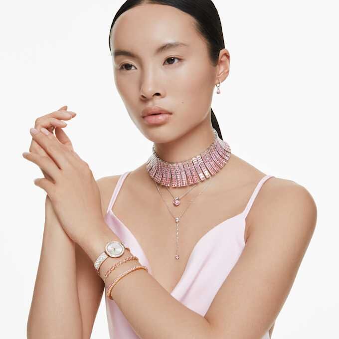 Bella V-Anhänger, Rundschliff, rosa, rhodiniert Bella V-Anhänger, Rundschliff, rosa, rhodiniert