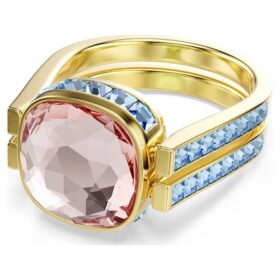 Chroma-Ring im Kissenschliff, mehrfarbig, goldfarben plattiert