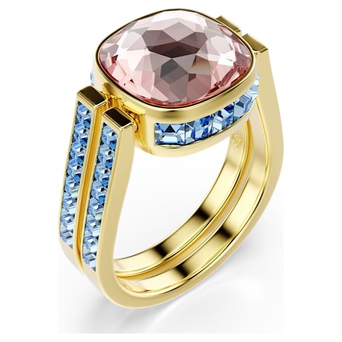 Chroma-Ring im Kissenschliff, mehrfarbig, goldfarben plattiert Chroma-Ring im Kissenschliff, mehrfarbig, goldfarben plattiert