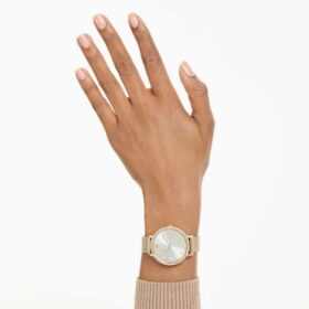 Clarica-Uhr Swiss Made, Metallarmband, goldfarben, goldfarbene Oberfläche