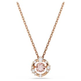 Constella-Anhänger mit rundem Schliff, Dancing Stone, rosa, roségoldfarben plattiert