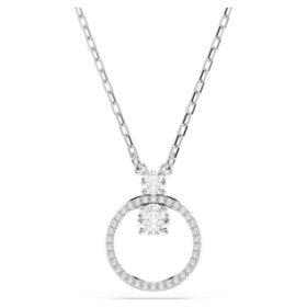 Constella Anhänger Pavé, Rundschliff, Weiss, rhodiniert