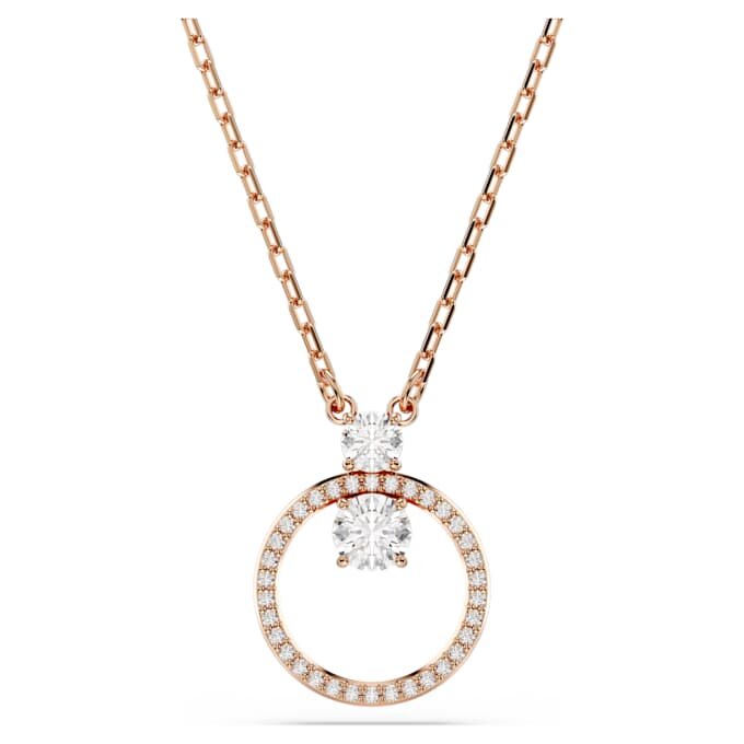Constella-Anhänger Pavé, Rundschliff, weiss, roségoldfarben plattiert Constella-Anhänger Pavé, Rundschliff, weiss, roségoldfarben plattiert