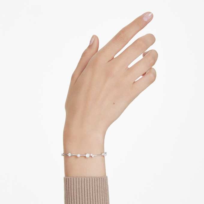 Constella-Armband mit Kristallperlen, runde Schliffe, weiss, rhodiniert Constella-Armband mit Kristallperlen, runde Schliffe, weiss, rhodiniert