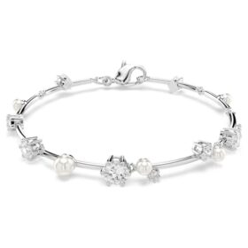 Constella-Armband mit Kristallperlen, runde Schliffe, weiss, rhodiniert