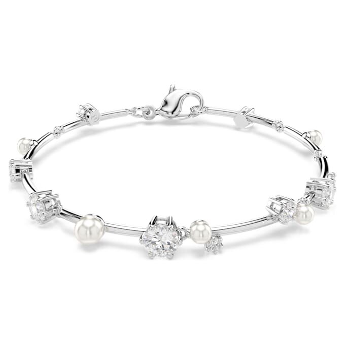 Constella-Armband mit Kristallperlen, runde Schliffe, weiss, rhodiniert Constella-Armband mit Kristallperlen, runde Schliffe, weiss, rhodiniert