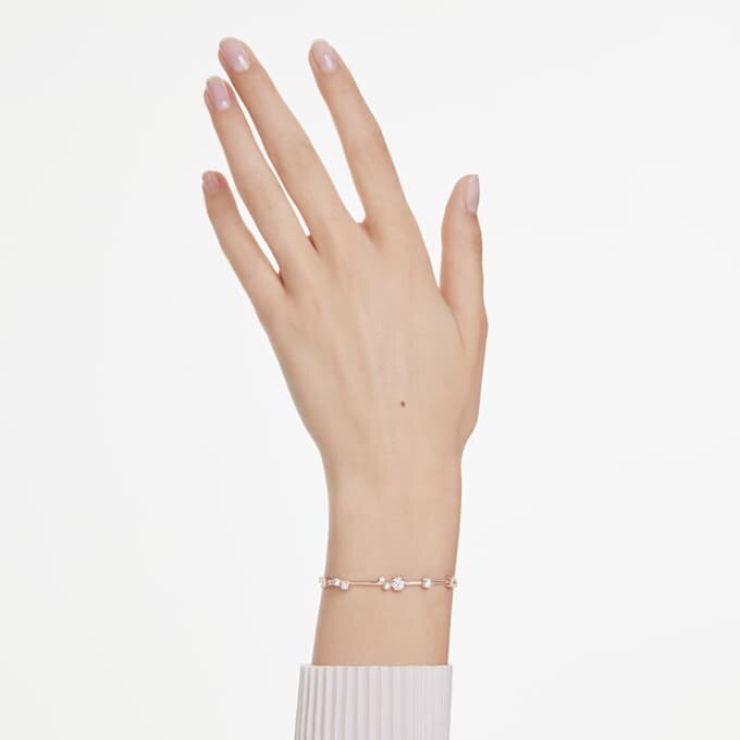 Constella-Armband mit Kristallperlen, runde Schliffe, weiss, roségoldfarben plattiert Constella-Armband mit Kristallperlen, runde Schliffe, weiss, roségoldfarben plattiert