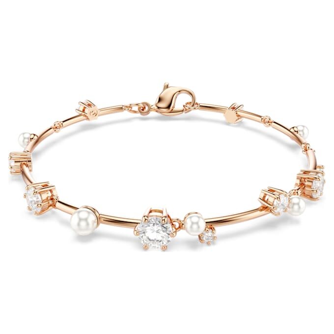 Constella-Armband mit Kristallperlen, runde Schliffe, weiss, roségoldfarben plattiert Constella-Armband mit Kristallperlen, runde Schliffe, weiss, roségoldfarben plattiert