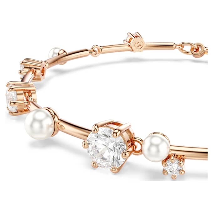 Constella-Armband mit Kristallperlen, runde Schliffe, weiss, roségoldfarben plattiert Constella-Armband mit Kristallperlen, runde Schliffe, weiss, roségoldfarben plattiert