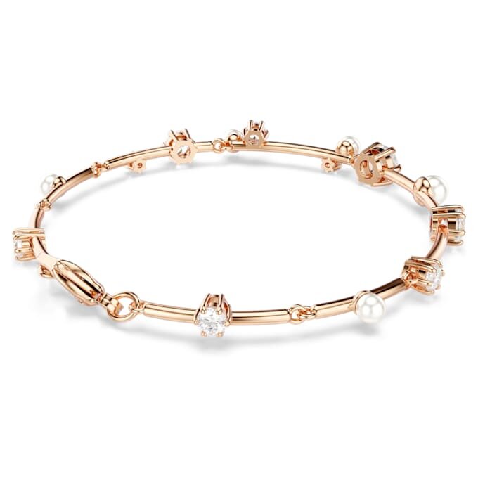 Constella-Armband mit Kristallperlen, runde Schliffe, weiss, roségoldfarben plattiert Constella-Armband mit Kristallperlen, runde Schliffe, weiss, roségoldfarben plattiert