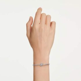 Constella Armreif mit Rundschliff, Dancing Stone, weiss, rhodiniert
