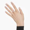 Constella Offener Ring mit Kristallperlen, Rundschliff, weiss, rhodiniert