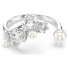 Constella Offener Ring mit Kristallperlen, Rundschliff, weiss, rhodiniert