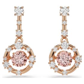 Constella-Ohrringe mit rundem Schliff, Dancing Stone, rosa, roségoldfarben plattiert Constella-Ohrringe mit rundem Schliff, Dancing Stone, rosa, roségoldfarben plattiert