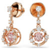 Constella-Ohrringe mit rundem Schliff, Dancing Stone, rosa, roségoldfarben plattiert Constella-Ohrringe mit rundem Schliff, Dancing Stone, rosa, roségoldfarben plattiert