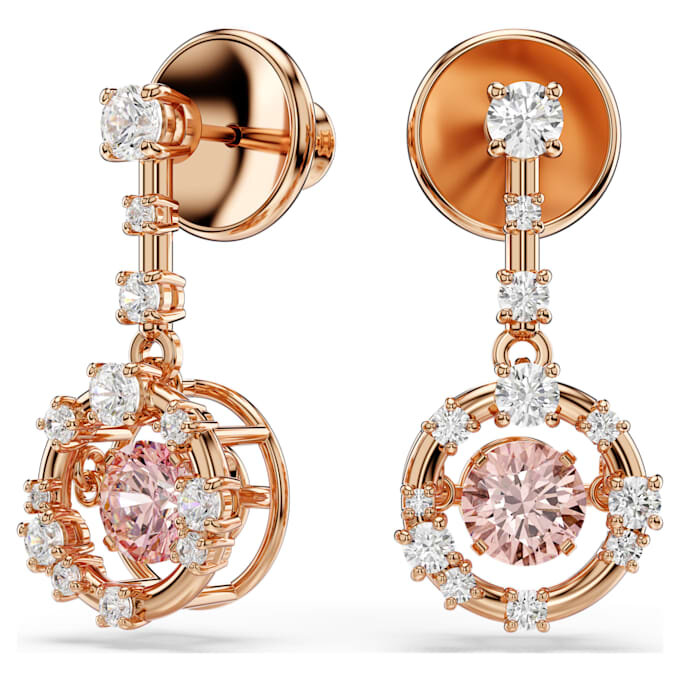 Constella-Ohrringe mit rundem Schliff, Dancing Stone, rosa, roségoldfarben plattiert Constella-Ohrringe mit rundem Schliff, Dancing Stone, rosa, roségoldfarben plattiert