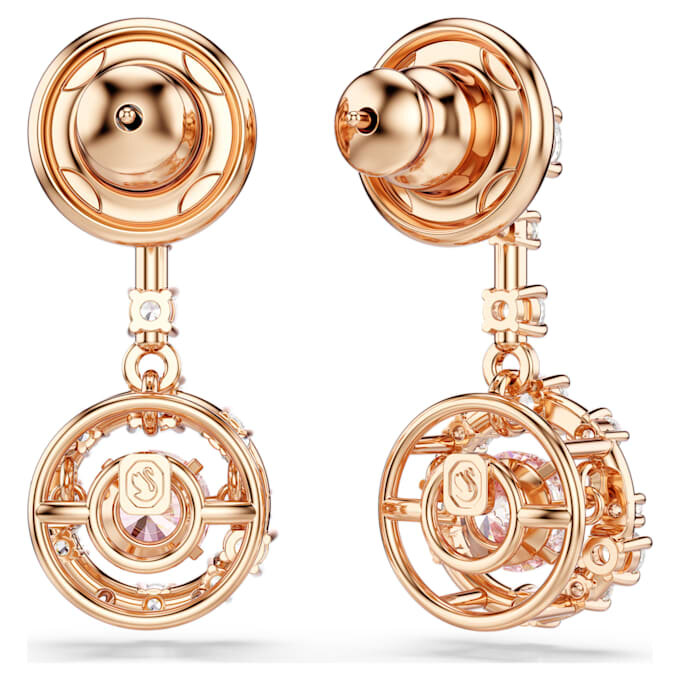 Constella-Ohrringe mit rundem Schliff, Dancing Stone, rosa, roségoldfarben plattiert Constella-Ohrringe mit rundem Schliff, Dancing Stone, rosa, roségoldfarben plattiert