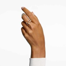 Constella-Ring-Set (2), Rundschliff, weiss, vergoldet