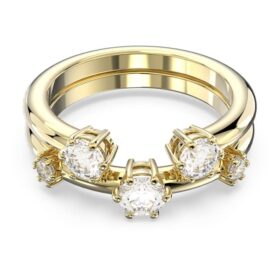 Constella-Ring-Set (2), Rundschliff, weiss, vergoldet