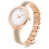 Crystalline-Armbanduhr «Swiss Made», Metallarmband, beige, roségoldfarbenes Finish