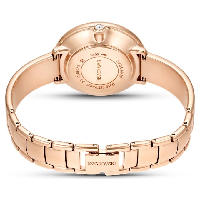 Crystalline-Armbanduhr «Swiss Made», Metallarmband, weiss, roségoldfarben Crystalline-Armbanduhr «Swiss Made», Metallarmband, weiss, roségoldfarben