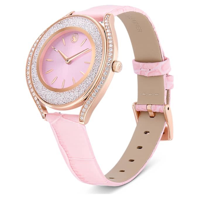 Crystalline Aura Uhr Swiss Made, Lederarmband, rosa, roségoldfarbenes Finish Crystalline Aura Uhr Swiss Made, Lederarmband, rosa, roségoldfarbenes Finish
