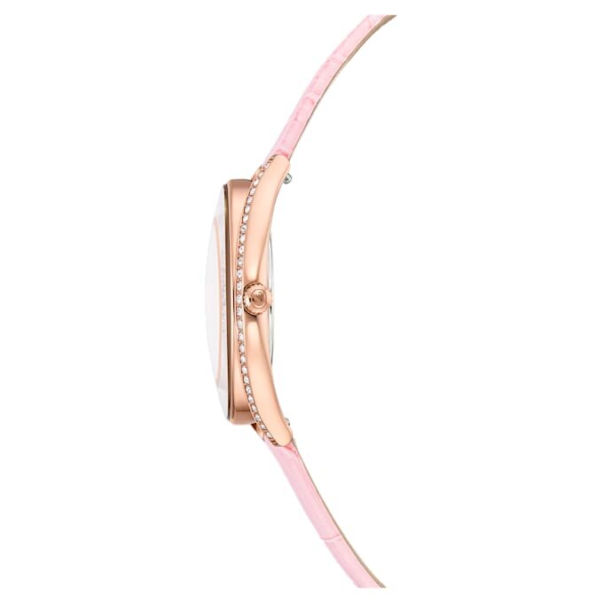 Crystalline Aura Uhr Swiss Made, Lederarmband, rosa, roségoldfarbenes Finish Crystalline Aura Uhr Swiss Made, Lederarmband, rosa, roségoldfarbenes Finish