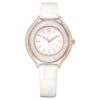 Crystalline Aura Uhr Swiss Made, Lederarmband, weiss, roségoldfarbenes Finish Crystalline Aura Uhr Swiss Made, Lederarmband, weiss, roségoldfarbenes Finish