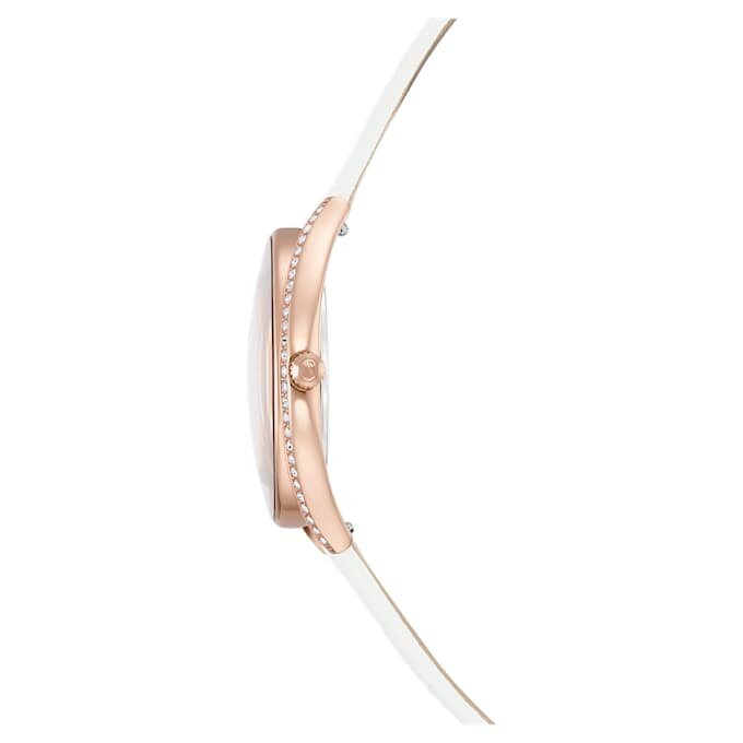 Crystalline Aura Uhr Swiss Made, Lederarmband, weiss, roségoldfarbenes Finish Crystalline Aura Uhr Swiss Made, Lederarmband, weiss, roségoldfarbenes Finish