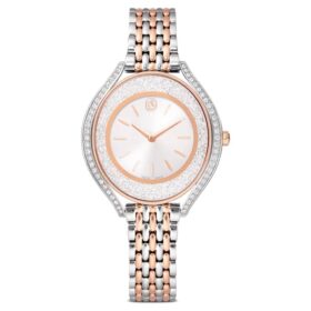 Crystalline Aura Uhr Swiss Made, Metallarmband, Roségold-Farbton, gemischte Metalloberfläche