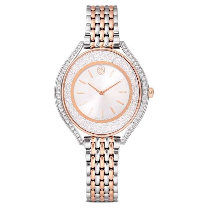 Crystalline Aura Uhr Swiss Made, Metallarmband, Roségold-Farbton, gemischte Metalloberfläche Crystalline Aura Uhr Swiss Made, Metallarmband, Roségold-Farbton, gemischte Metalloberfläche