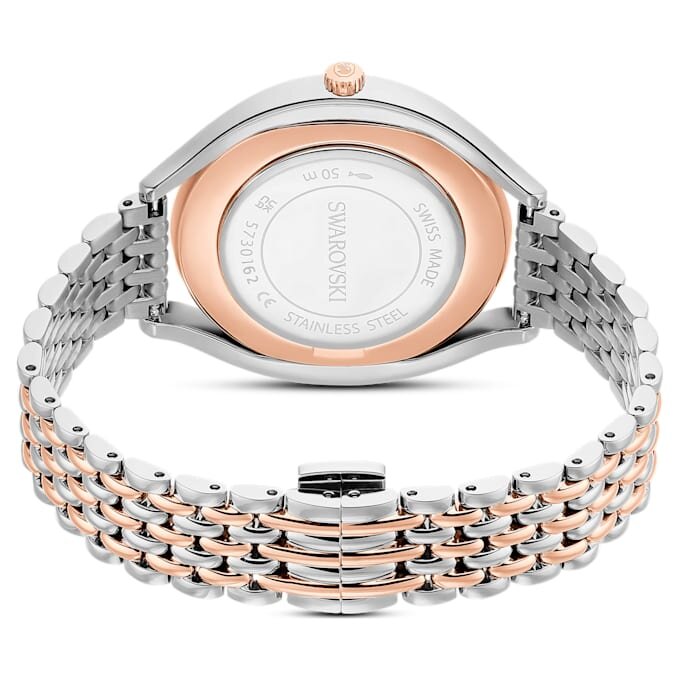 Crystalline Aura Uhr Swiss Made, Metallarmband, Roségold-Farbton, gemischte Metalloberfläche Crystalline Aura Uhr Swiss Made, Metallarmband, Roségold-Farbton, gemischte Metalloberfläche