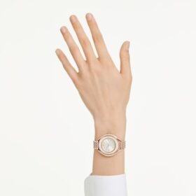 Crystalline Aura Uhr, Swiss Made, Metallarmband, roségoldfarben, roségoldfarbene Oberfläche