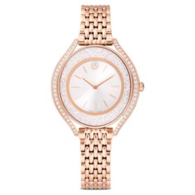 Crystalline Aura Uhr, Swiss Made, Metallarmband, roségoldfarben, roségoldfarbene Oberfläche