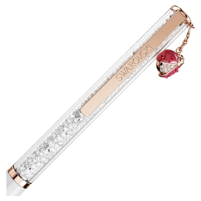 Crystalline Kugelschreiber «Ladybug», weiss, rot lackiert, roségoldfarben plattiert Crystalline Kugelschreiber «Ladybug», weiss, rot lackiert, roségoldfarben plattiert