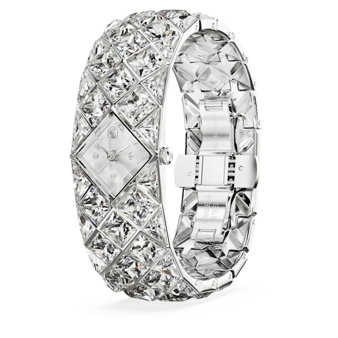 Curiosa Armreif-Uhr mit Kristallarmband, silberfarben, Edelstahl Curiosa Armreif-Uhr mit Kristallarmband, silberfarben, Edelstahl