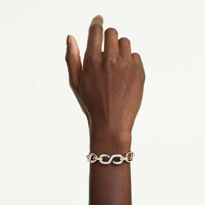 Dextera-Armband mit rundem Schliff, T-Steg, weiss, gemischte Metalloberfläche Dextera-Armband mit rundem Schliff, T-Steg, weiss, gemischte Metalloberfläche