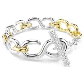 Dextera-Armband mit rundem Schliff, T-Steg, weiss, gemischte Metalloberfläche