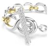 Dextera-Armband mit rundem Schliff, T-Steg, weiss, gemischte Metalloberfläche Dextera-Armband mit rundem Schliff, T-Steg, weiss, gemischte Metalloberfläche