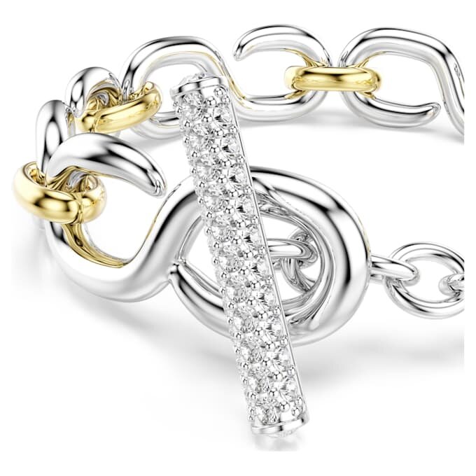 Dextera-Armband mit rundem Schliff, T-Steg, weiss, gemischte Metalloberfläche Dextera-Armband mit rundem Schliff, T-Steg, weiss, gemischte Metalloberfläche