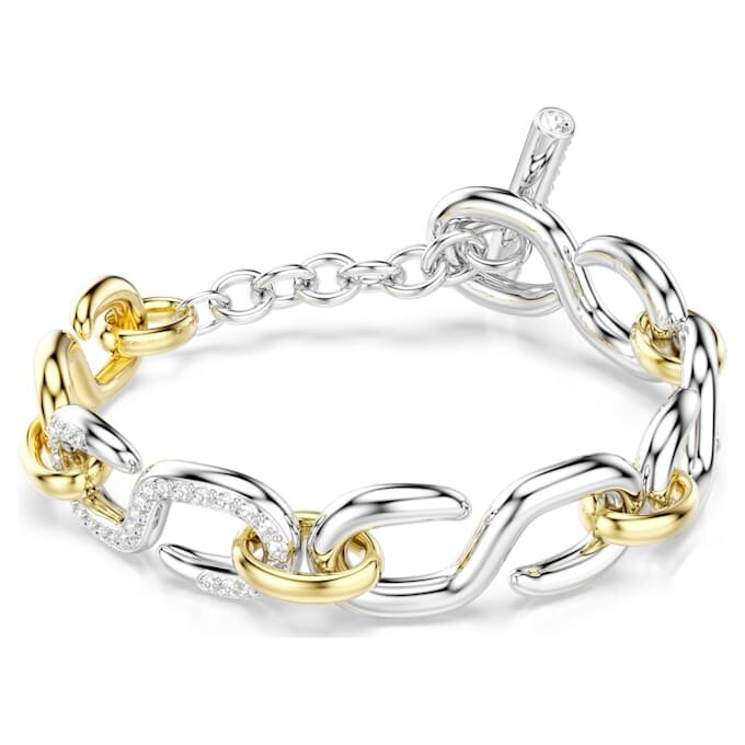 Dextera-Armband mit rundem Schliff, T-Steg, weiss, gemischte Metalloberfläche Dextera-Armband mit rundem Schliff, T-Steg, weiss, gemischte Metalloberfläche