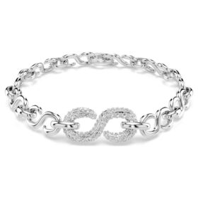 Dextera-Armband mit rundem Schliff, weiss, rhodiniert