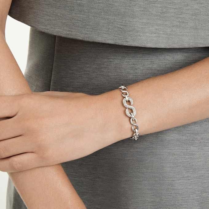 Dextera-Armband mit rundem Schliff, weiss, rhodiniert Dextera-Armband mit rundem Schliff, weiss, rhodiniert