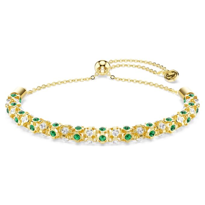 Dextera-Armband mit rundgeschliffenen Kristallen, grün, goldfarben Dextera-Armband mit rundgeschliffenen Kristallen, grün, goldfarben
