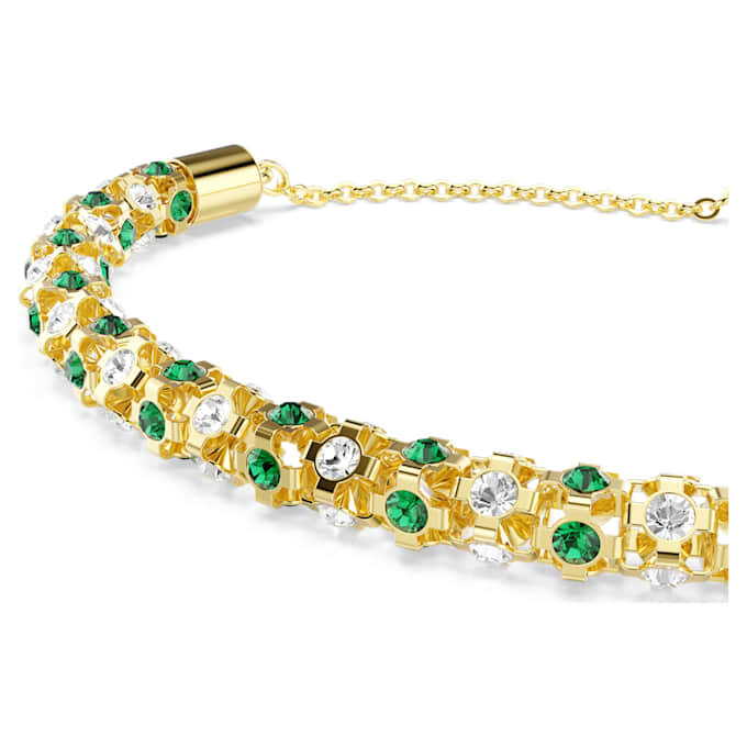 Dextera-Armband mit rundgeschliffenen Kristallen, grün, goldfarben Dextera-Armband mit rundgeschliffenen Kristallen, grün, goldfarben