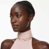 Dextera-Choker mit rundem Schliff, weiss, vergoldet
