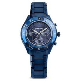 Dextera Chrono Uhr 39 mm, Swiss Made, Metallarmband, Blau, blaue Oberfläche