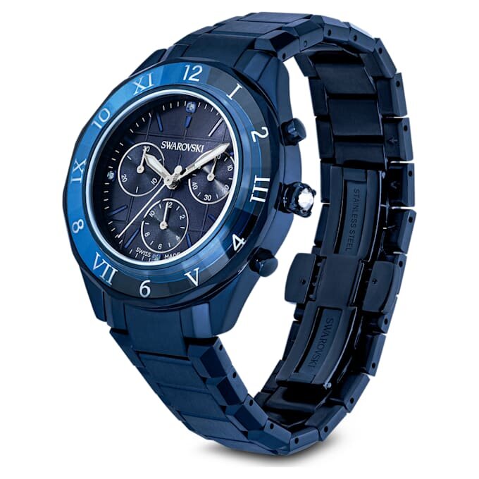 Dextera Chrono Uhr 39 mm, Swiss Made, Metallarmband, Blau, blaue Oberfläche Dextera Chrono Uhr 39 mm, Swiss Made, Metallarmband, Blau, blaue Oberfläche