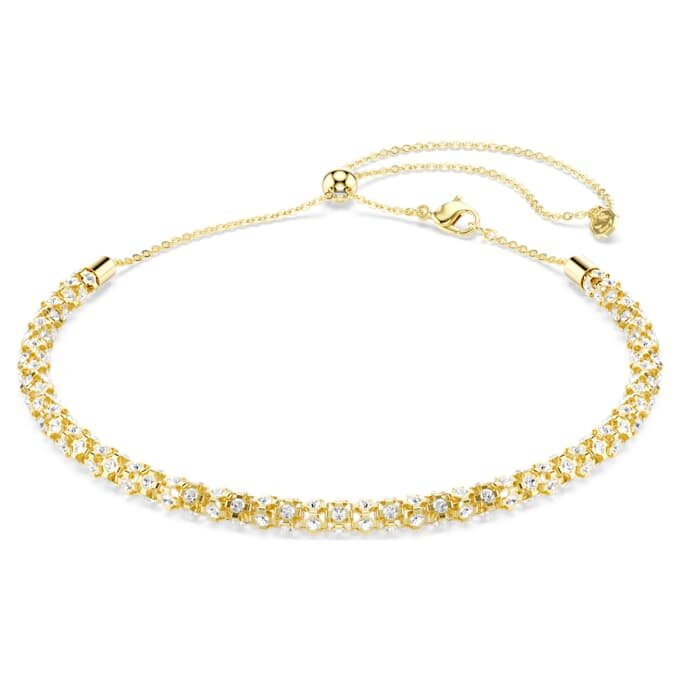 Dextera-Halskette mit rundgeschliffenen Kristallen, weiss, goldfarben Dextera-Halskette mit rundgeschliffenen Kristallen, weiss, goldfarben