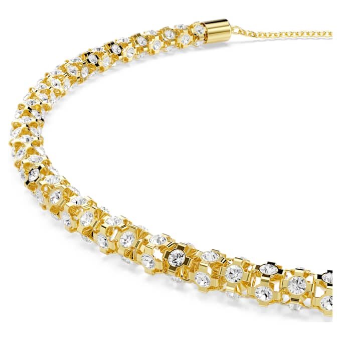 Dextera-Halskette mit rundgeschliffenen Kristallen, weiss, goldfarben Dextera-Halskette mit rundgeschliffenen Kristallen, weiss, goldfarben